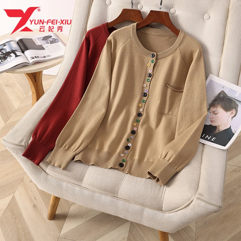 云妃秀百搭大码女装针织衫时尚休闲胖MM宽松显瘦气质减龄彩色1371