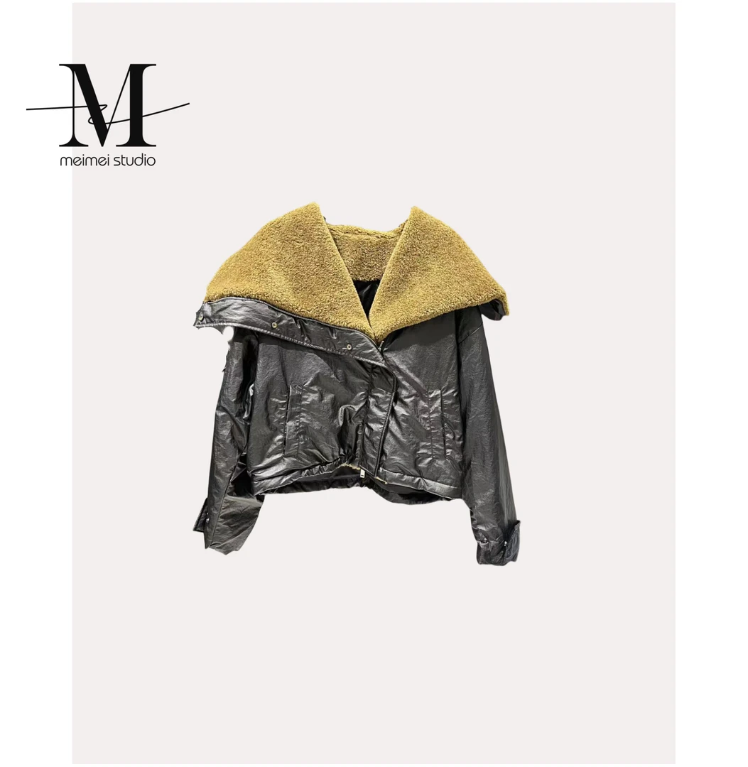 秋季设计师秋冬潮流百搭翻领毛毛外套1031-31061343