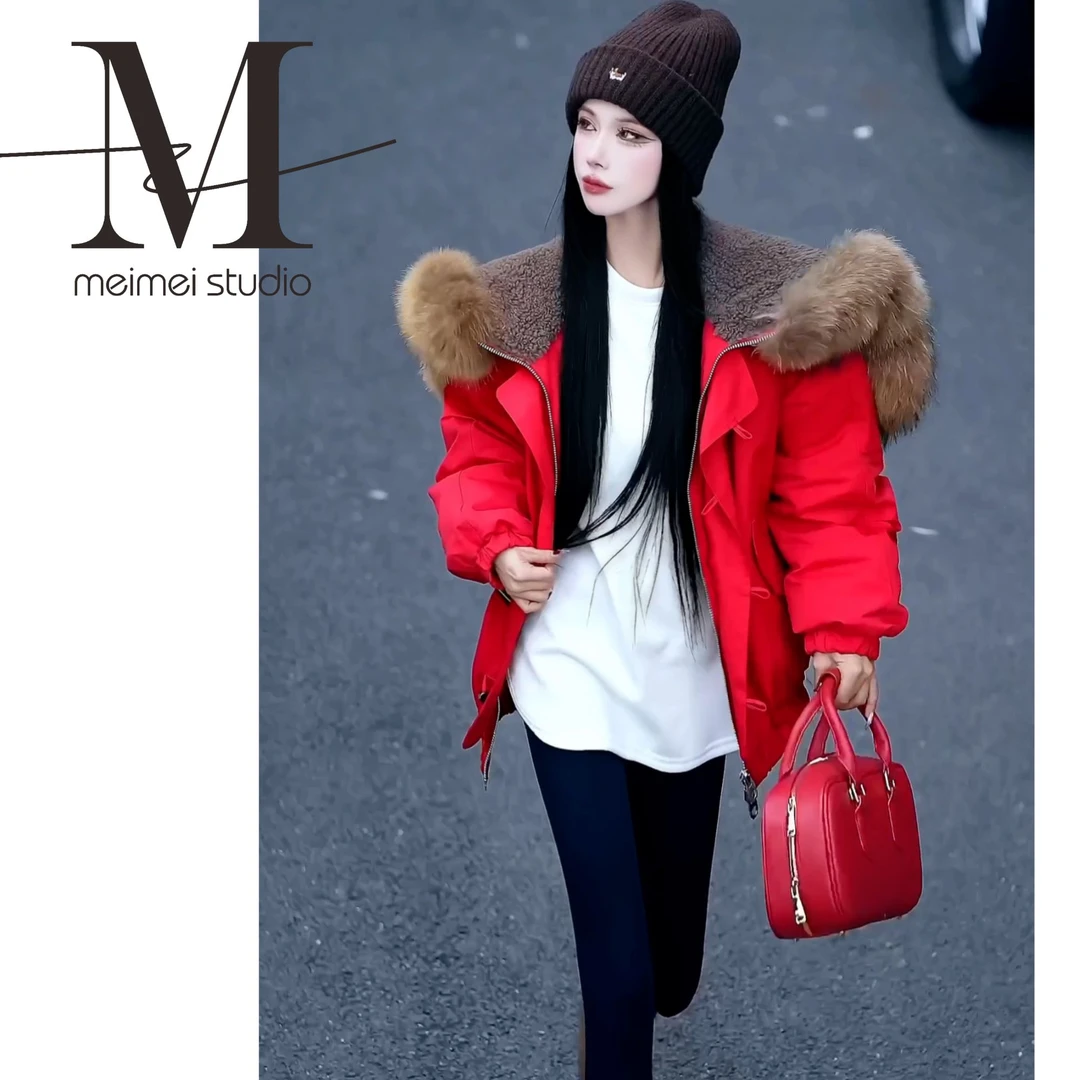 【MEIMEI STUDIO】欧货新款气质网红毛领羊羔毛羽绒服1583-31161620