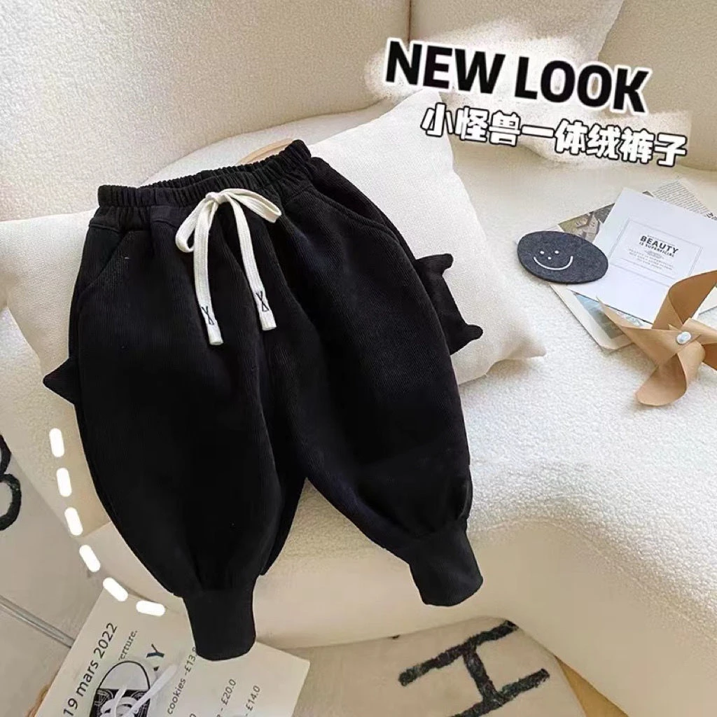 男童加绒裤子冬季加厚儿童运动裤秋冬款小童休闲裤宝宝冬装卫裤