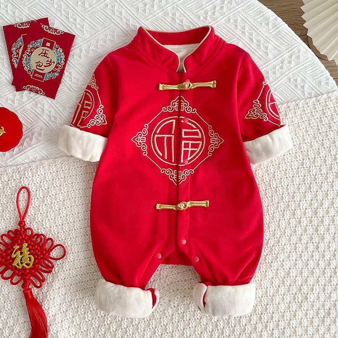 周岁礼服男女宝宝一岁婴儿秋冬加绒衣服生日抓周岁百天满月拜年服