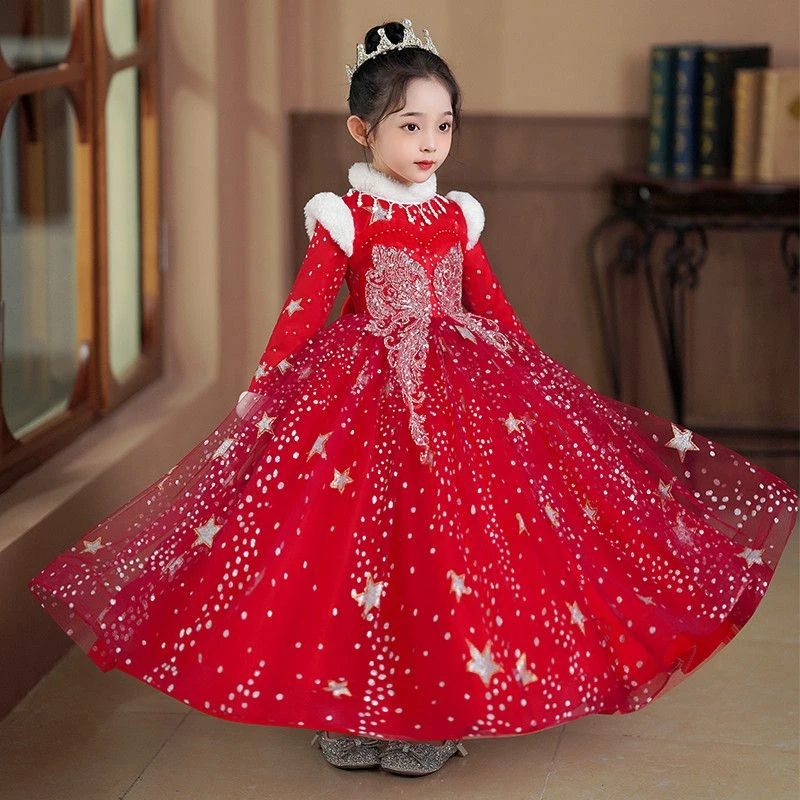 汉服女童冬季国风2023新款儿童冬装套装女孩秋冬款公主裙子拜年服