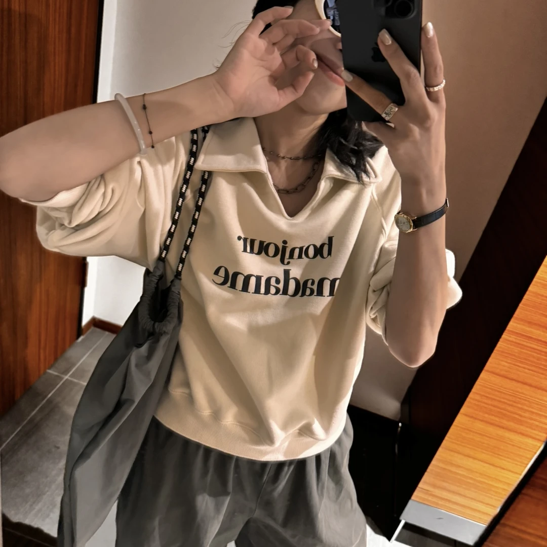 ｛귤 언니｝be自留奶油夫人翻领卫衣