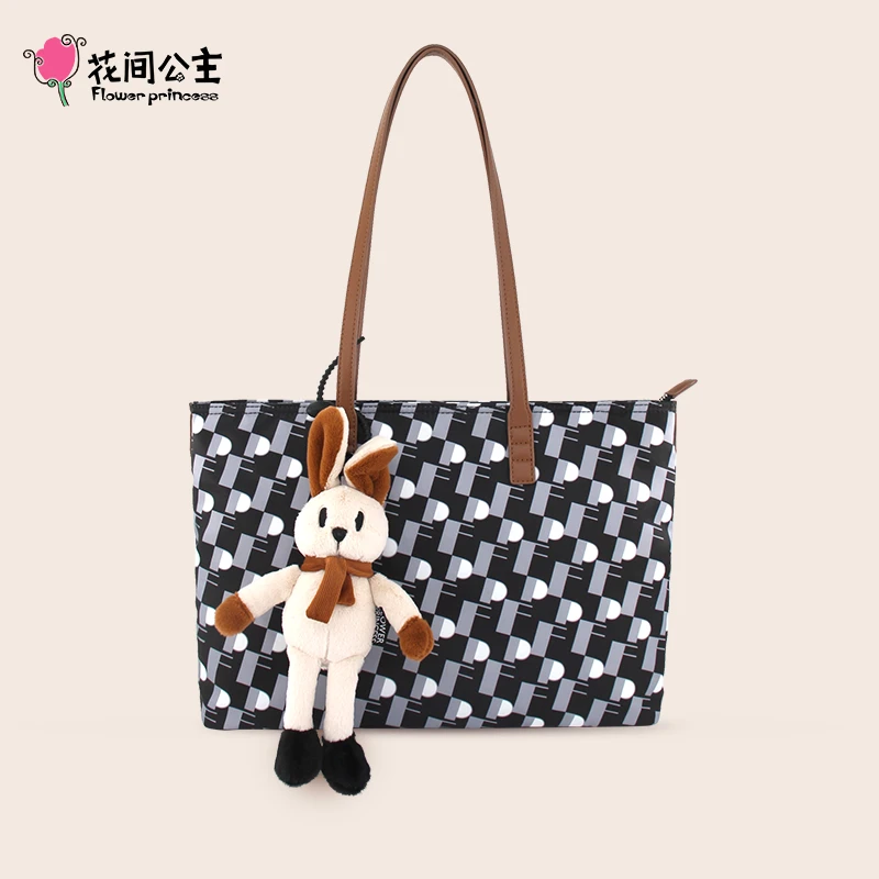 【微瑕】花间公主原创漂浮感复古萌兔挂饰单肩托特包通勤大容量女包