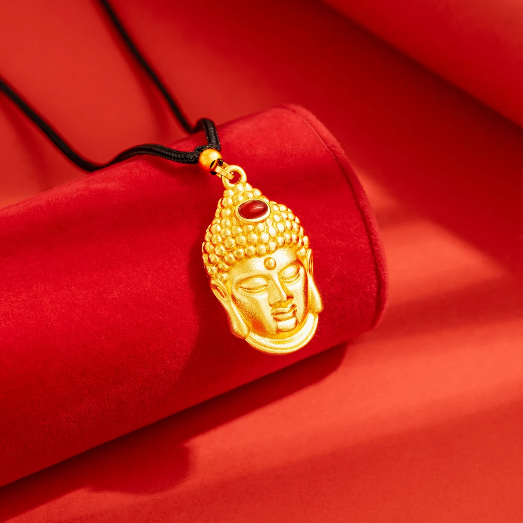 铜合金吊坠 古法佛头吊坠实心镶嵌款精美手工传承编绳大佛头挂坠