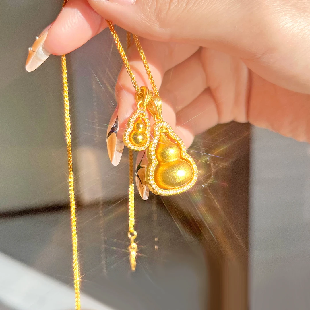 钛钢项链 新中式福禄双葫芦项链女款时尚百搭气质秋冬情侣锁骨链