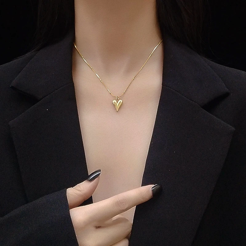 DF.Beauty 钛钢项链 时尚爱心项链女款轻奢蛇骨链小众饰品不掉色