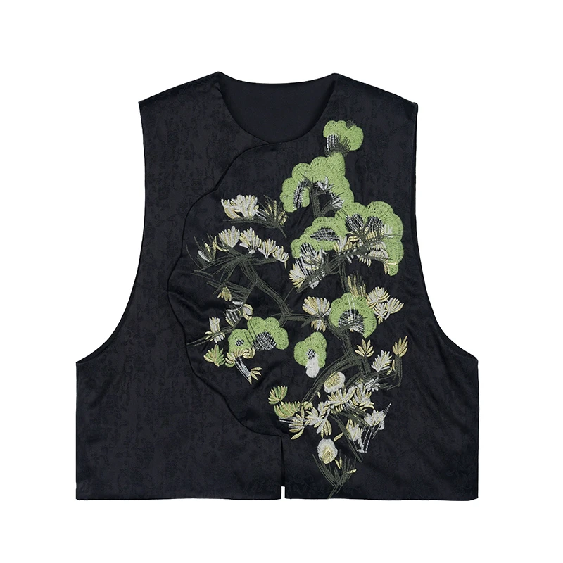 【银杏绣春】2025新款绣花莲花偏襟棉马甲24QD1432SV827