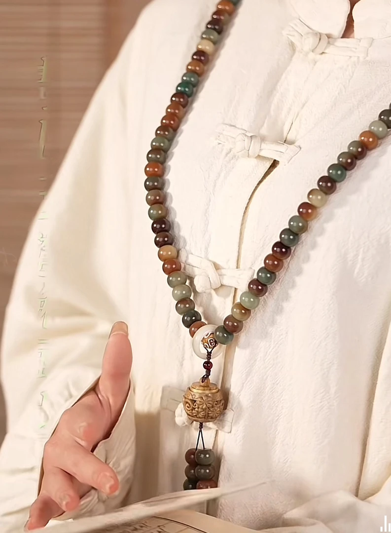 精品大敦煌问天108颗脖挂朝珠念珠吊镂空雕刻的香薰