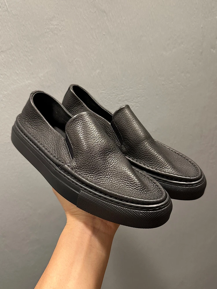 真皮休闲一脚蹬懒人鞋2024春季透气简约乐福鞋男软底舒适小白鞋男