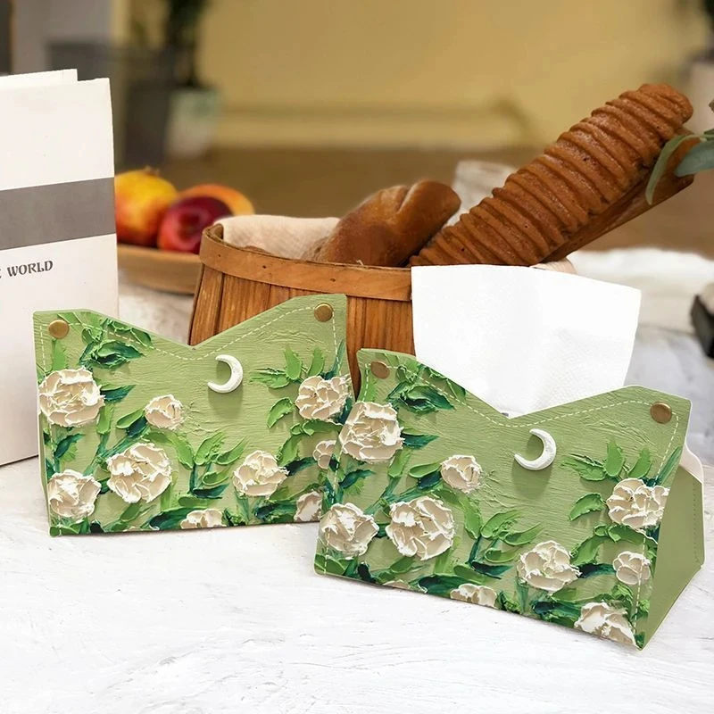 ins油画轻奢北欧纸巾盒客厅纸巾装饰家用纸巾盒轻奢高级桌面装饰