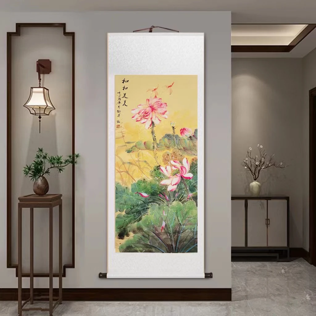 国画花鸟画《和和美美》卧室茶室书房玄关绘画工艺品