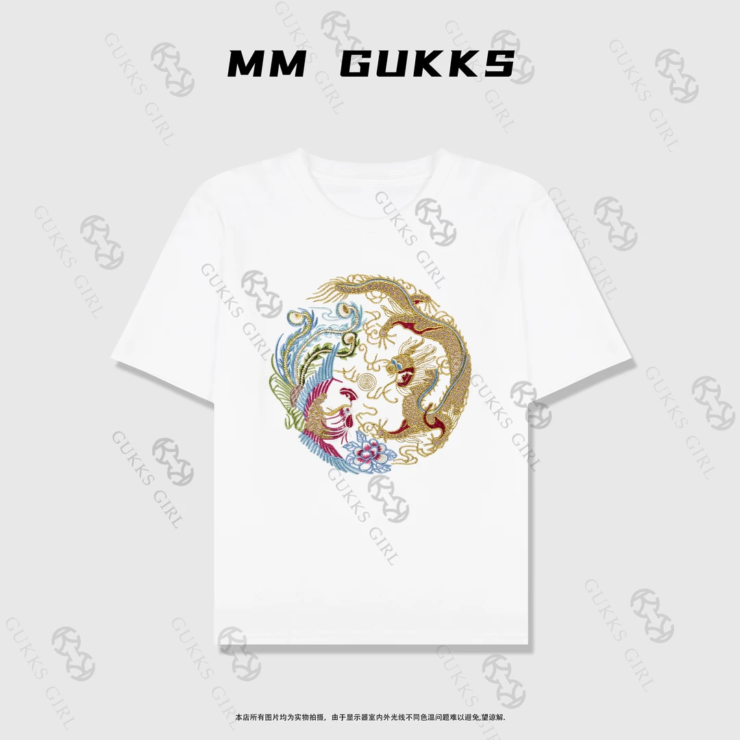 明明专享『龙飞凤舞』2025年中式国风复古重工刺绣短袖T恤设计师