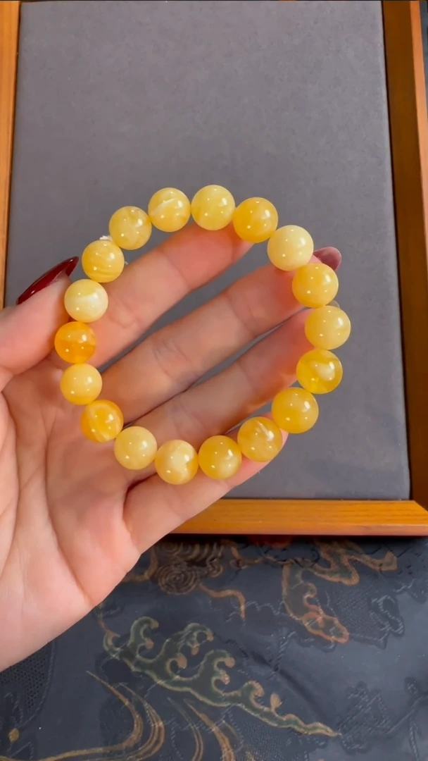 【闪购商品】蜜蜡手串未镶嵌圆珠手串12.3