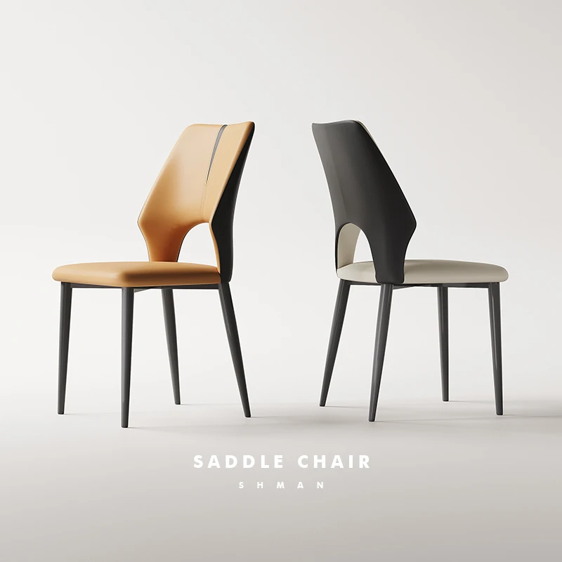 意式极简家用餐椅简约现代设计师款餐厅餐桌椅高级感皮革椅子靠背