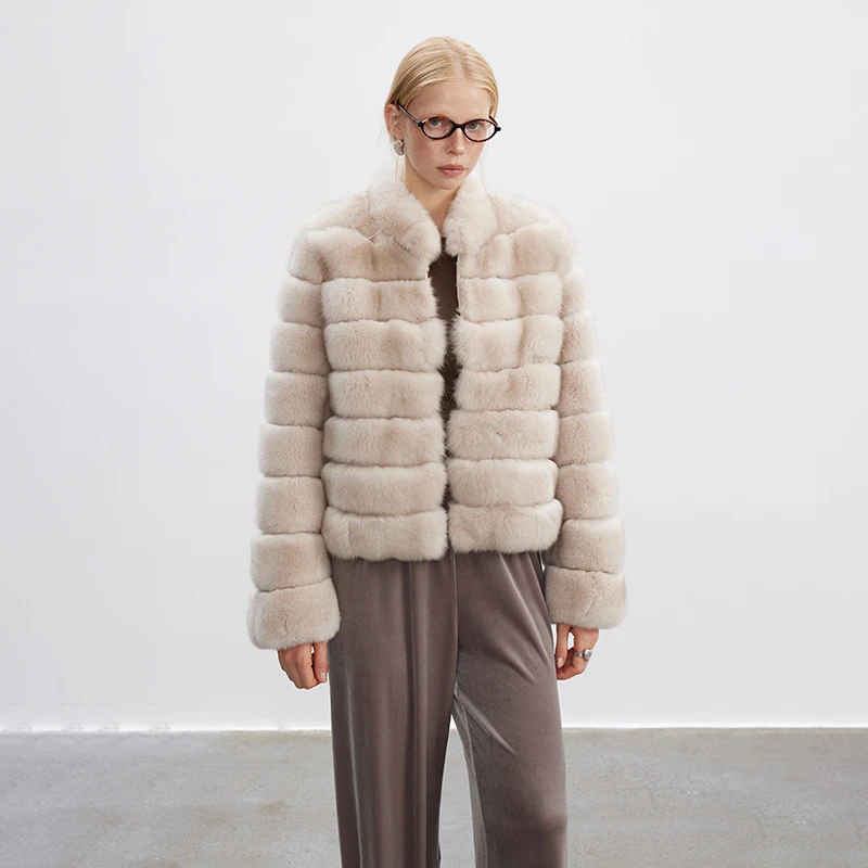 北麋「野花之梦」率性复古整皮狐狸毛立领皮草外套女2025新款冬大衣