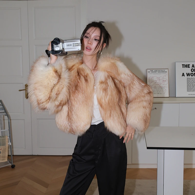 北麋「梦幻金」秋冬整皮红狐狐狸毛外套高级感气质网红皮草女大衣