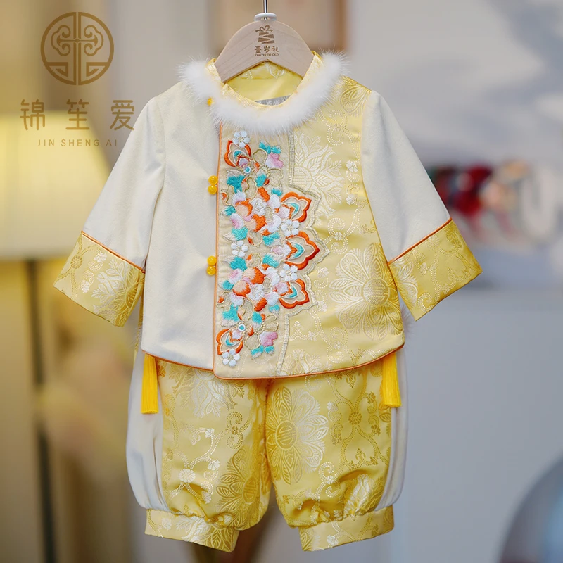 【锦鲤】男女同款宝宝周岁礼服抓周衣服高端中式唐装拜年服秋冬加厚