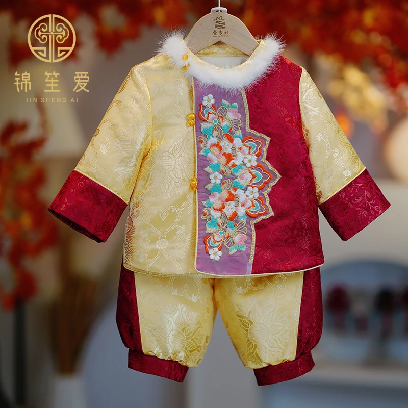 【如意】锦笙爱男女宝宝拜年服一周岁礼服中式唐装汉服加绒冬季