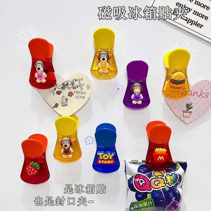 冰箱磁吸贴封口夹可爱卡通家用厨房多功能零食食物保鲜防潮密封夹