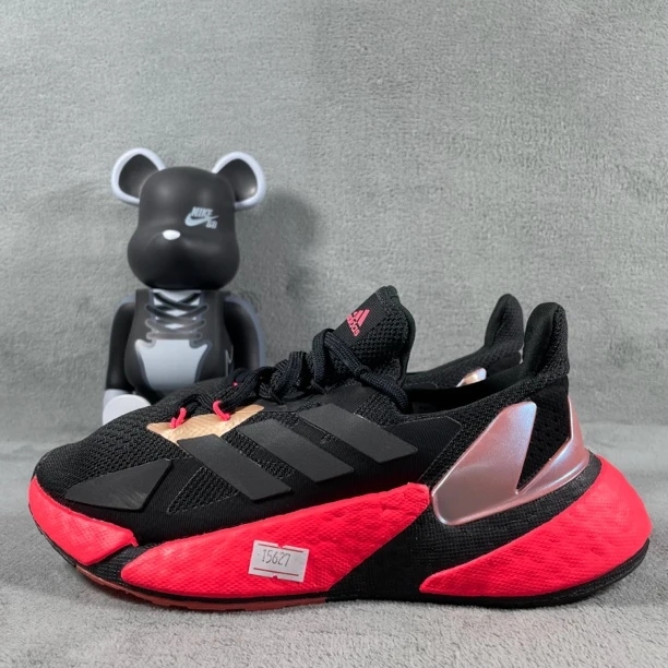 二手36.5码 adidas X9000L4 跑鞋 黑红 磨损裂纹 无盒 公价259