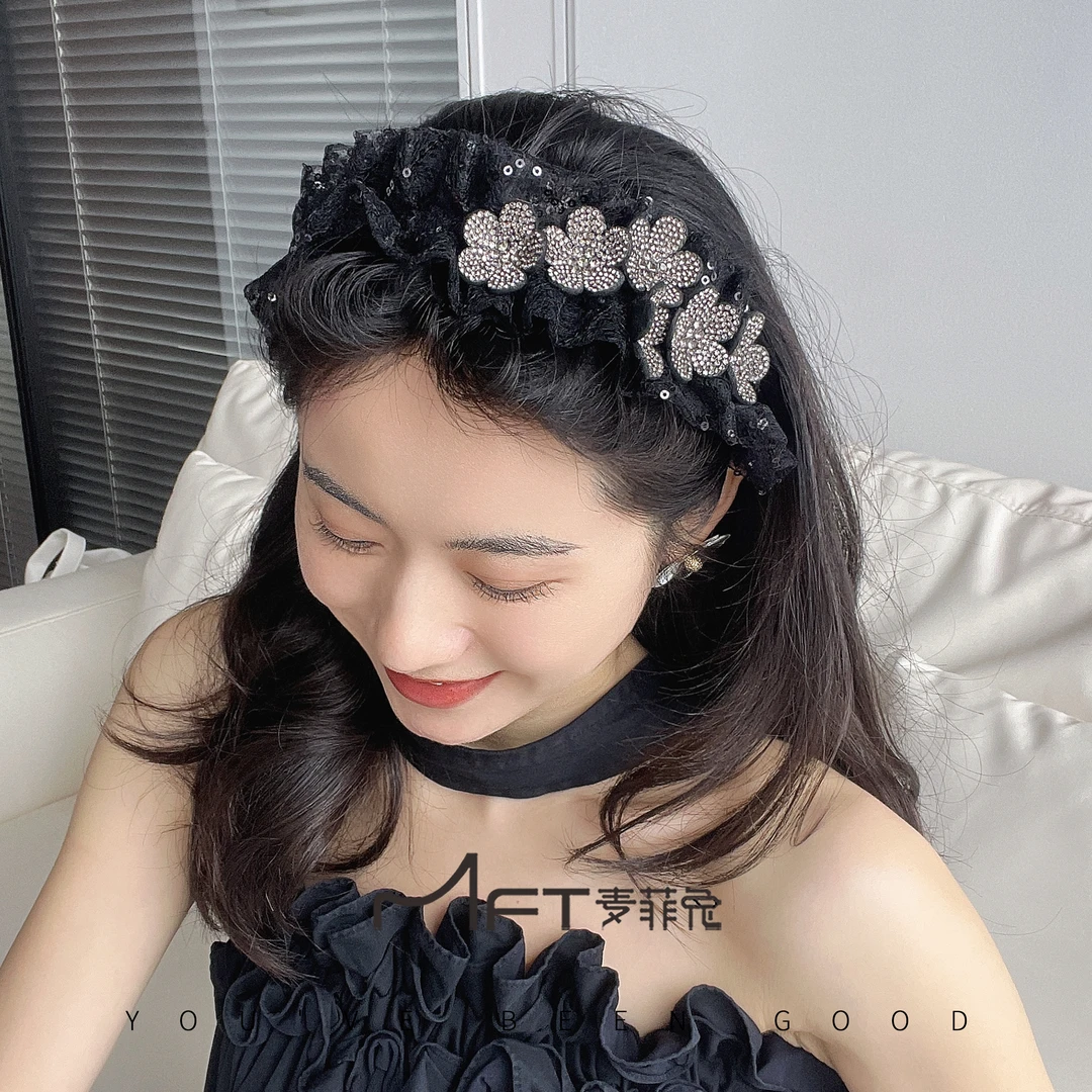 【樱花发箍】春夏款网纱镂空花朵发箍带齿防滑不勒头发饰24032486A
