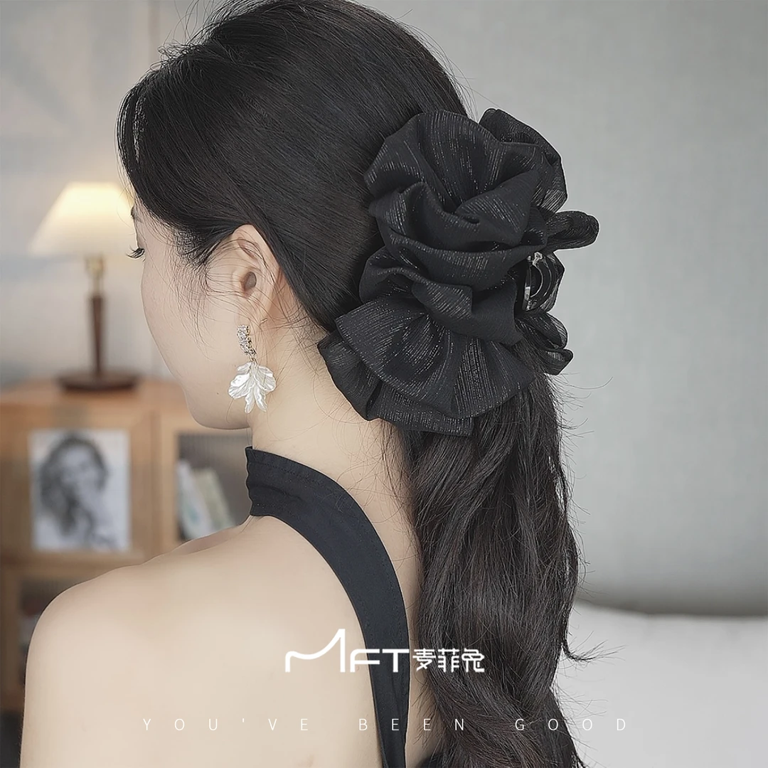 夜色银丝抓夹2023新款后脑勺饱满云朵纱纱抓夹22060400B