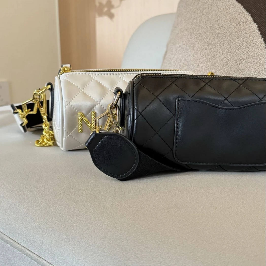 洋气菱格小桶包6511