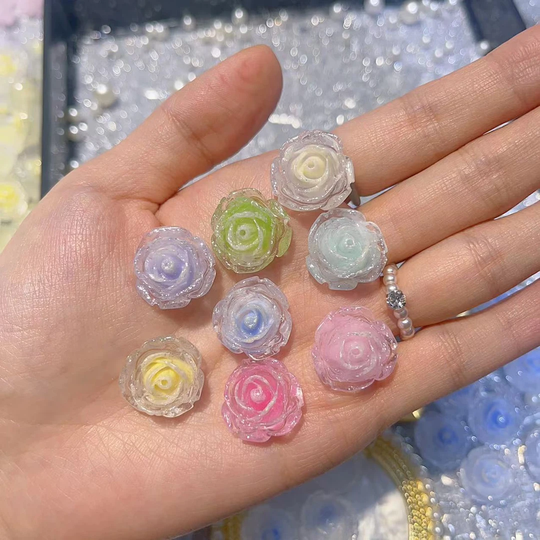 一包两颗【卡1.9cm】【许愿+对对碰+隐藏】夜光玫瑰冰透萤火虫DIY饰品