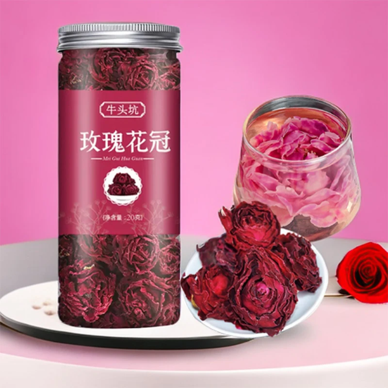 【拍一发二】玫瑰花茶罐装20g新鲜玫瑰手工采摘女人花茶泡开5-6cm