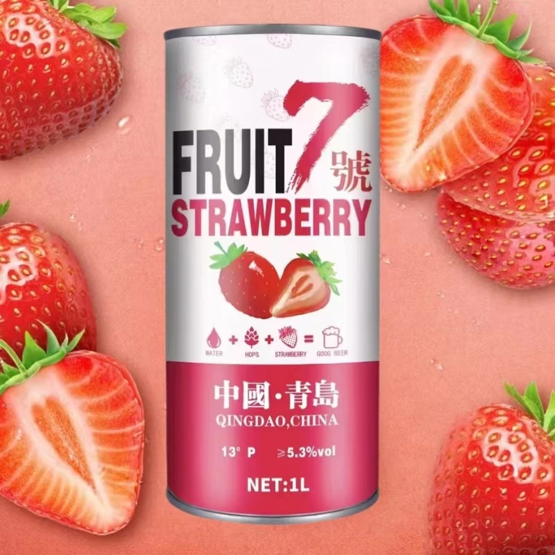 青岛特产高度 13°P观酿7号原浆精酿草莓小麦果味啤酒 1L/罐