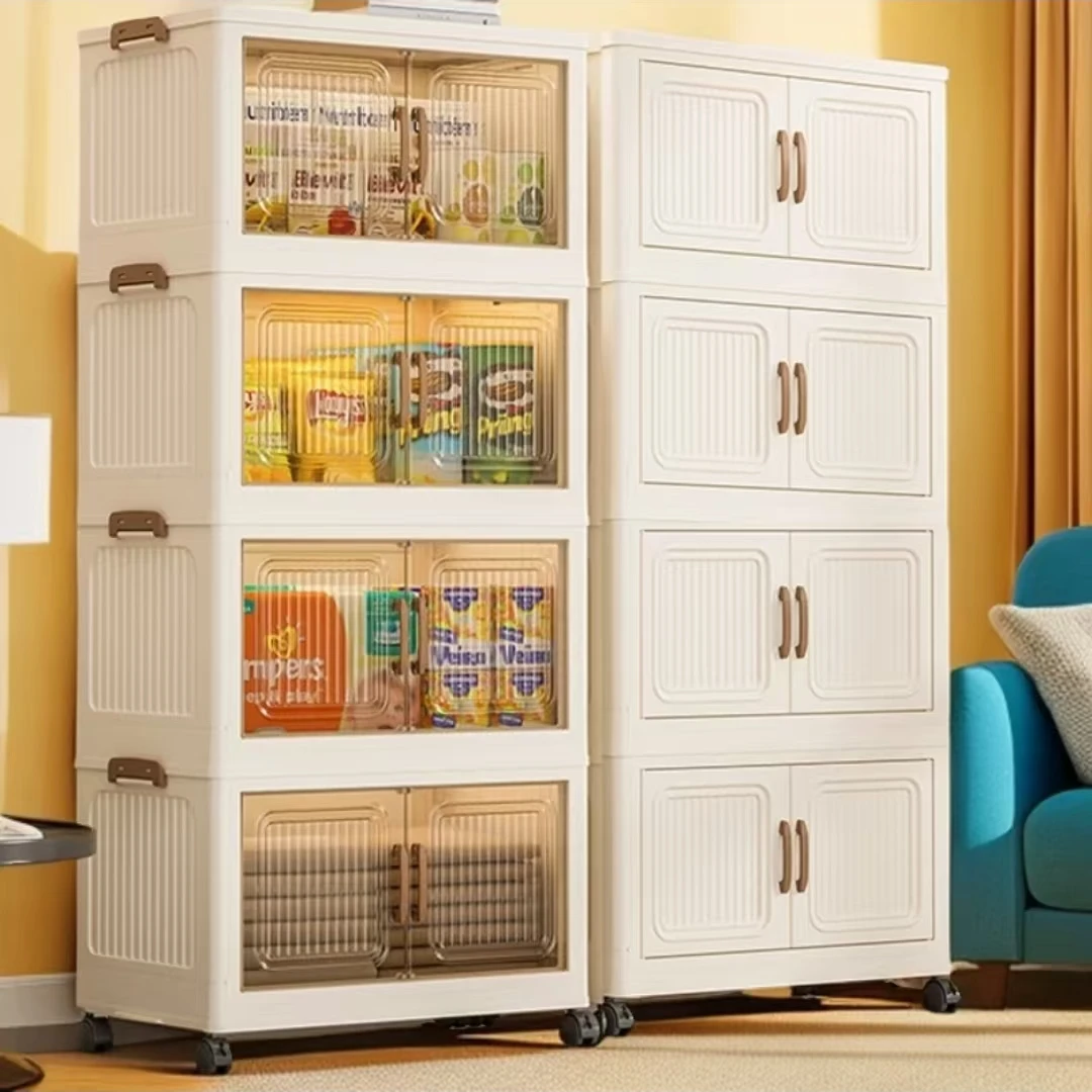 面宽55cm免安装折叠柜加厚加宽款家用双开门收纳柜零食玩具整理柜