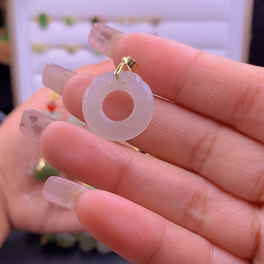 【闪购商品】和田玉吊坠(赠链)银S925镀金镶嵌