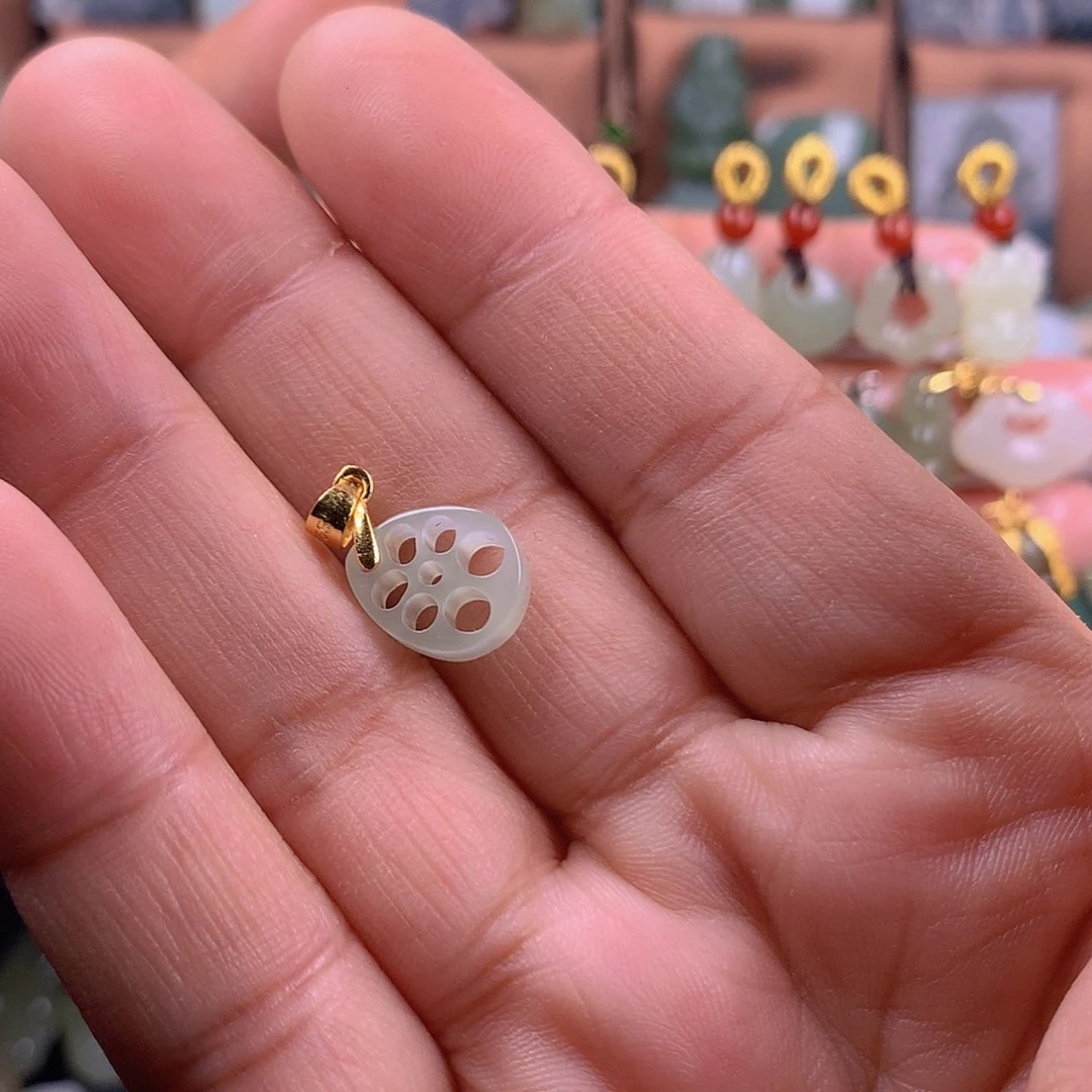 【闪购商品】和田玉颈饰银S925镀金镶嵌