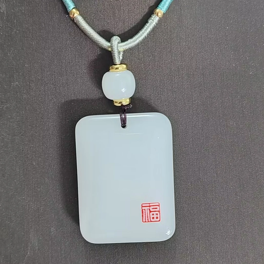 天然新疆金丝玉无事牌男女可戴寓平安无事带证方牌吊坠无事牌玉牌