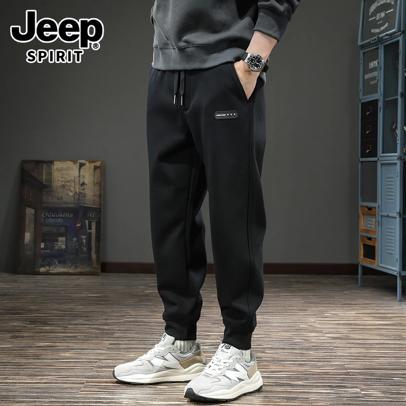 JEEP SPIRIT秋冬新款运动休闲裤男潮牌大码男士松紧腰束脚卫裤 男