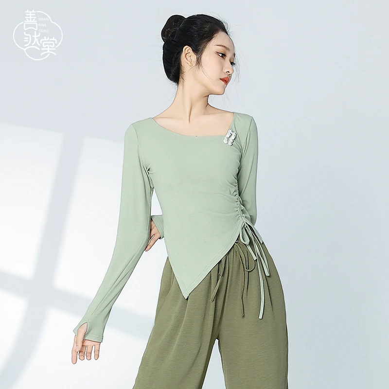 善然堂新款现代舞练功服装女成人身韵舞蹈服中国春夏艺考长袖上衣