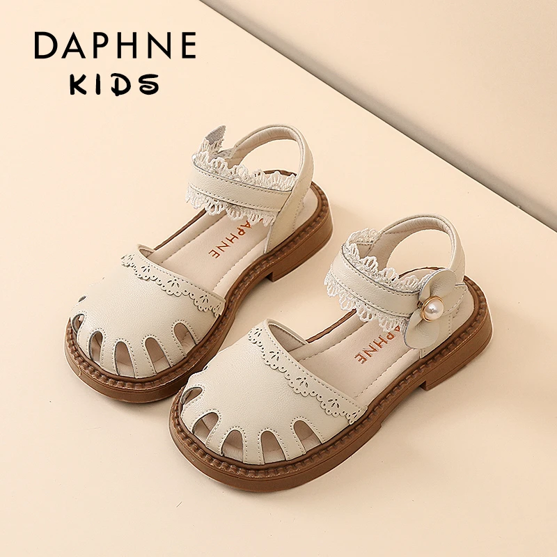 Daphne达芙妮儿童凉鞋2024新款小宝宝软底真皮夏季女童鞋子233148