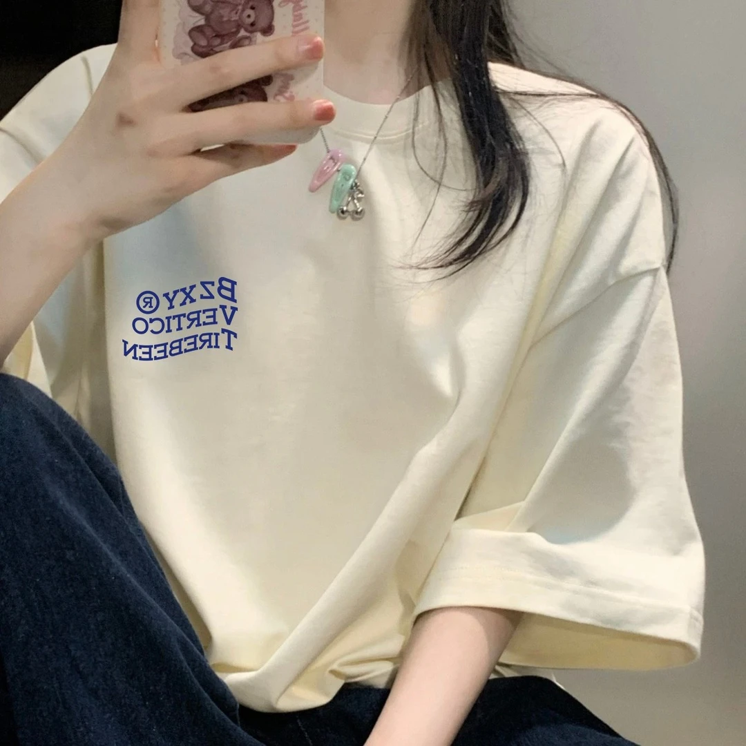 短袖T恤字母印花潮牌男女同穿宽松大码时尚ins纯棉上衣情侣衫夏季