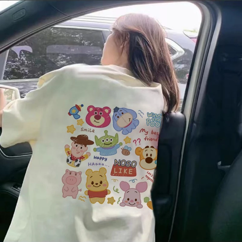 夏季港味纯棉卡通印花短袖t恤女宽松韩版新款半袖洋气减龄上衣潮