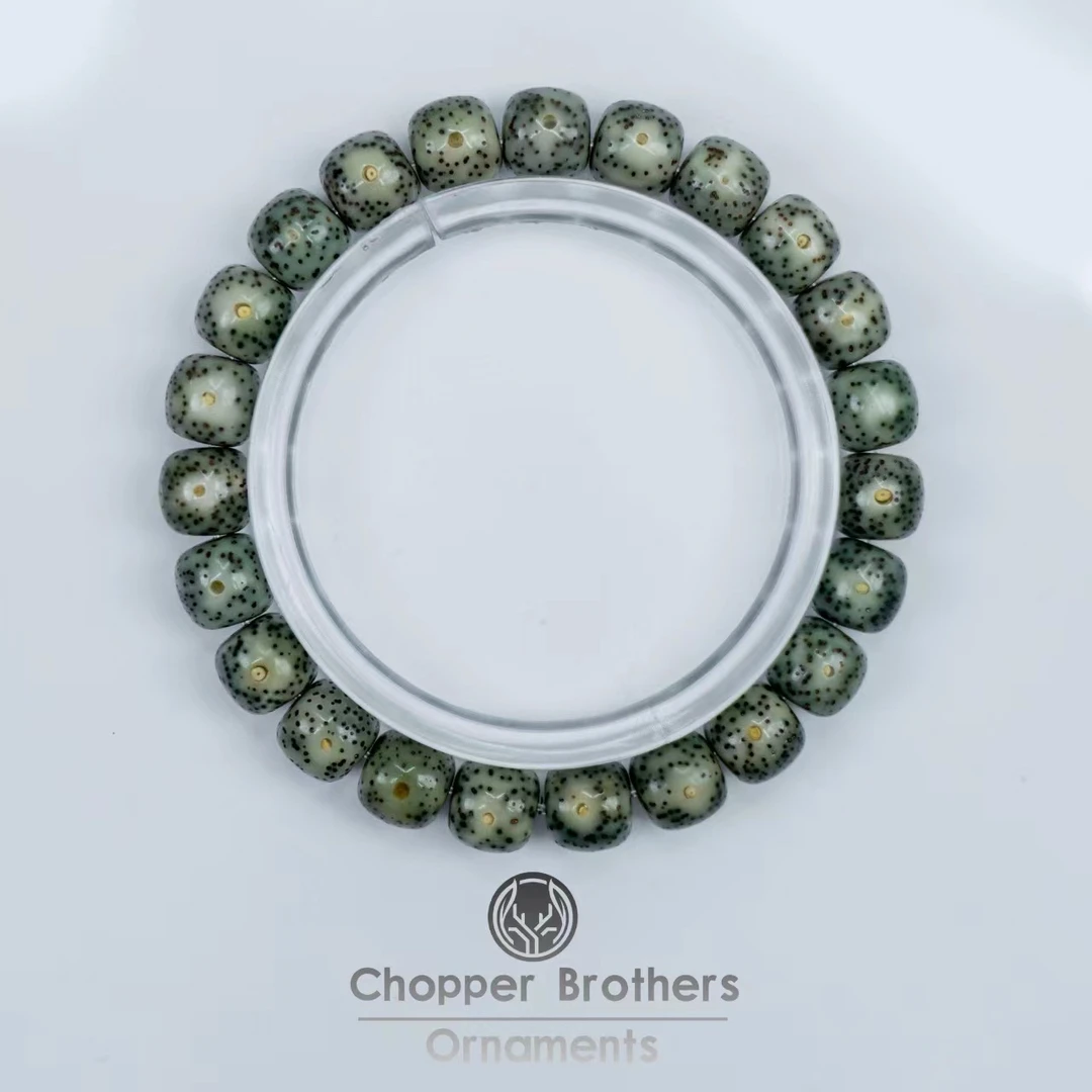 126 石玉料绿幽灵星月菩提手串 9*8mm