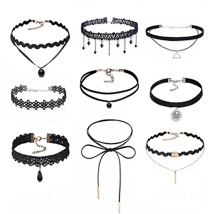 合金布艺项链 布艺项链女黑色脖子锁骨链配饰ins颈链项圈脖子饰品