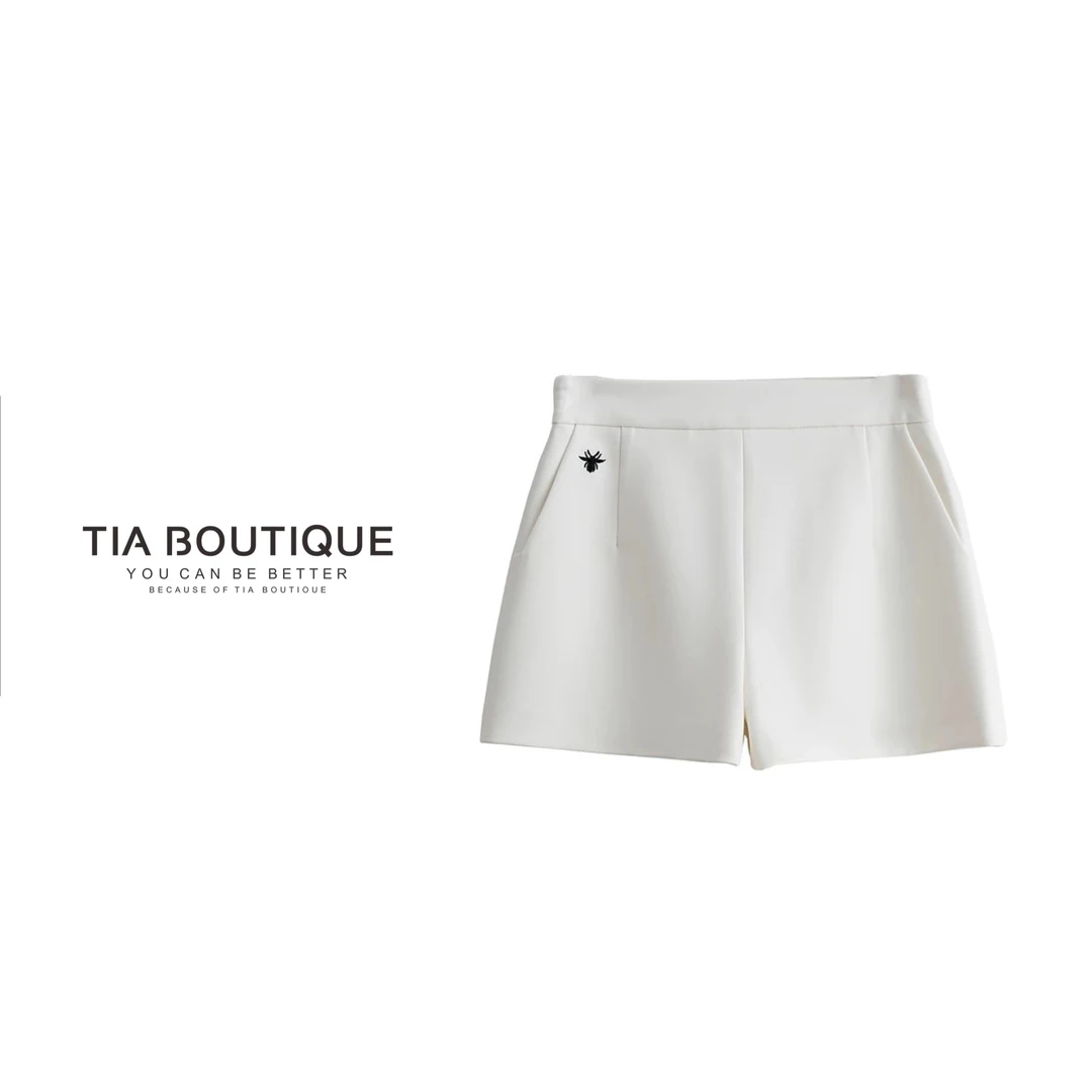 【蜜蜂】质感刺绣蜜蜂极简西装短裤DK0001