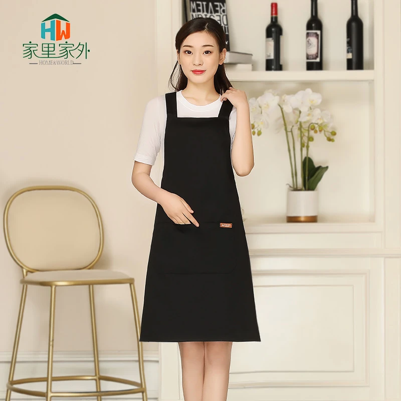韩版时尚服务员广告围裙厨师定制LOGO工作服纯棉围腰厨房包邮女男