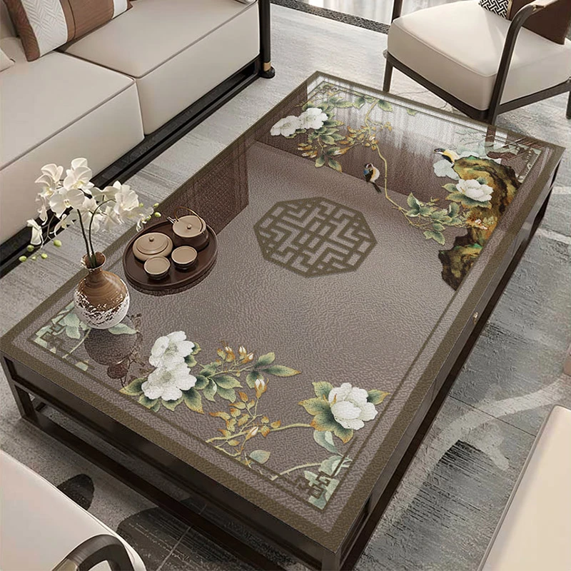 磨砂软玻璃新中式防水家用防油免洗隔热细腻防污轻奢防烫方形桌垫