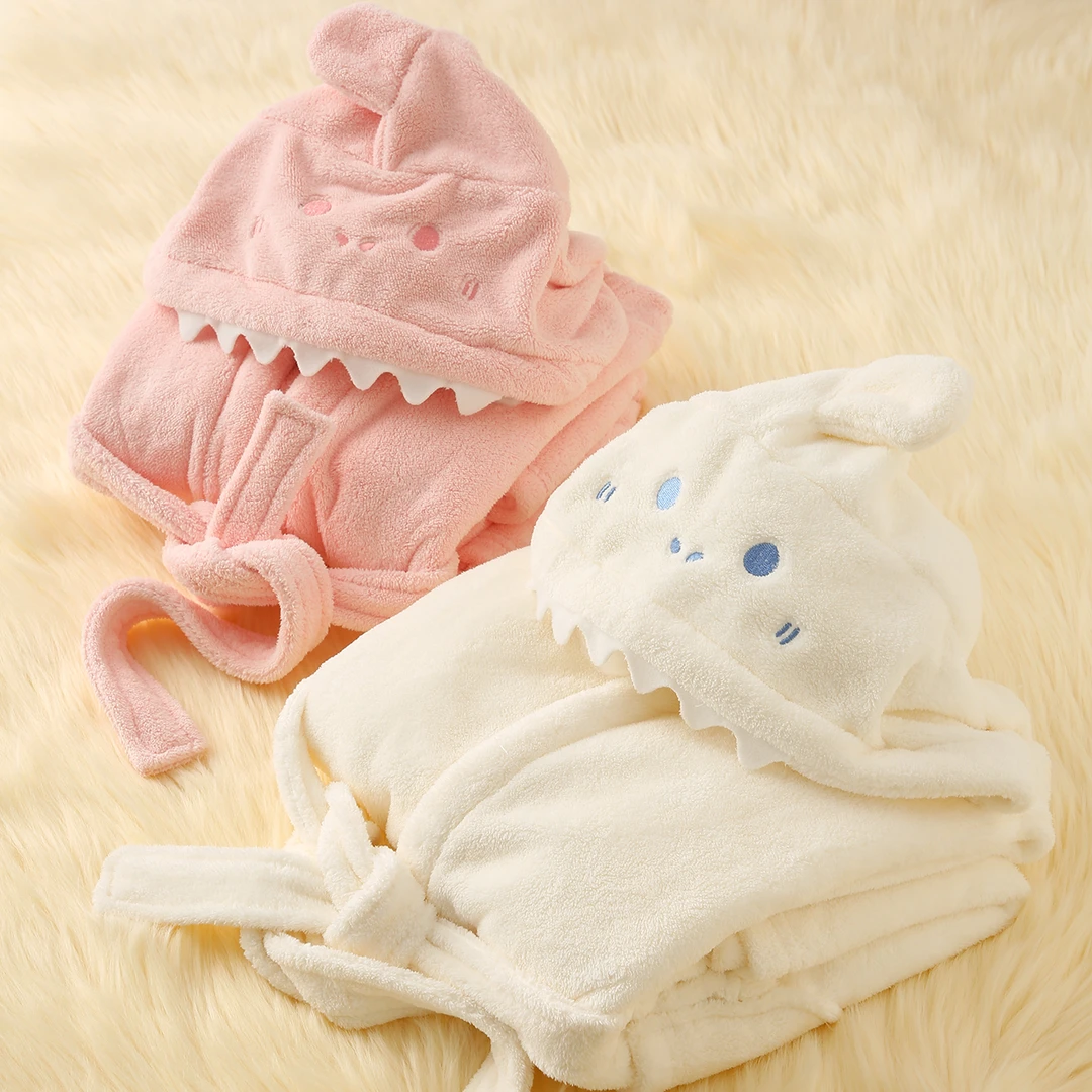 吸水速干儿童连帽浴袍宝宝浴巾可穿式男童睡袍女童浴衣秋冬加厚