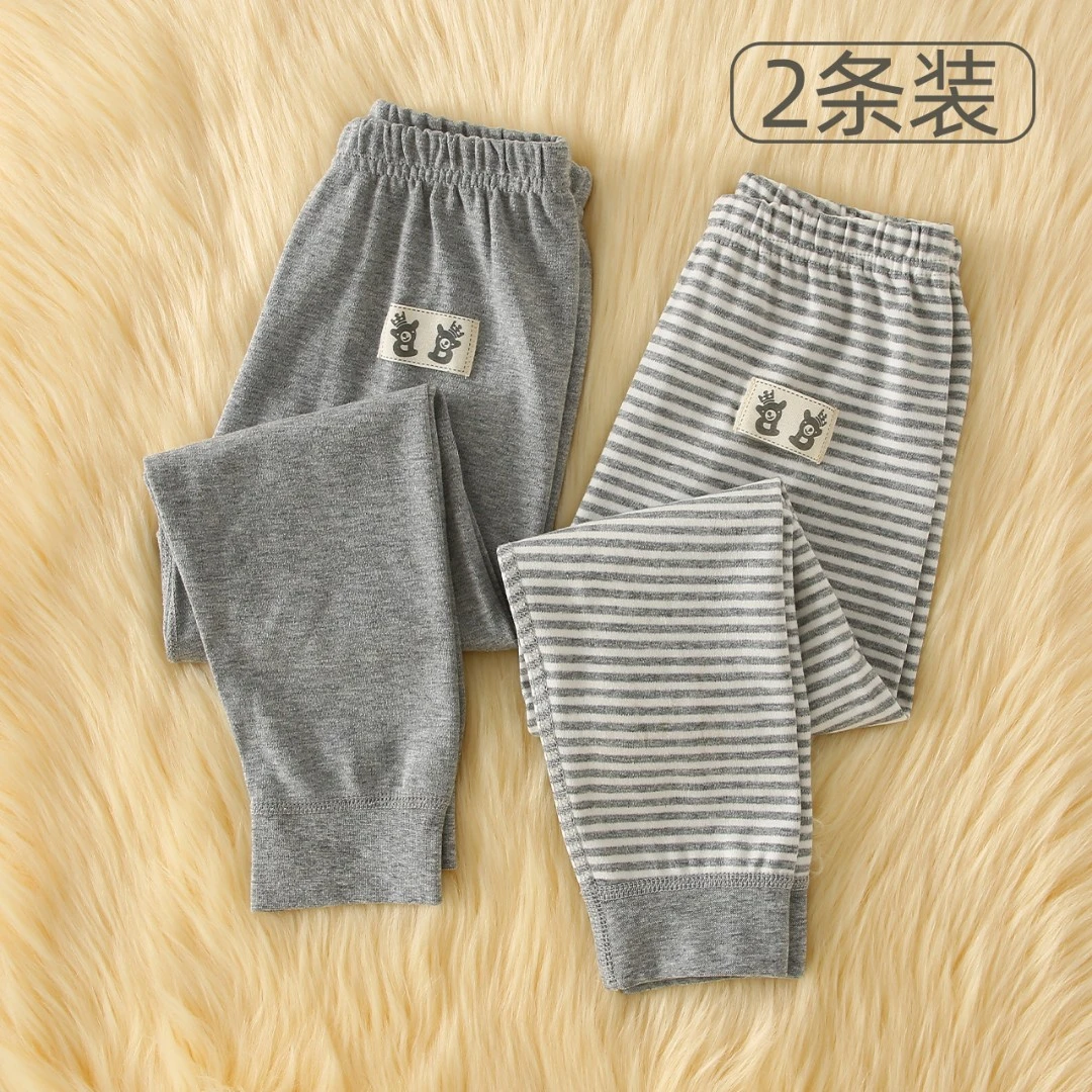 日系2条装儿童秋裤保暖裤男童衬裤女童打底裤宝宝线裤棉毛裤