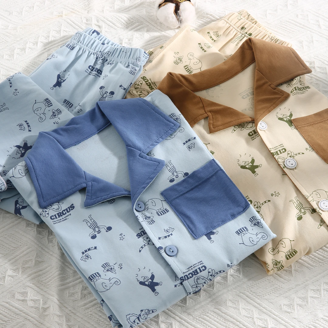 儿童春秋抗菌家居服睡衣套装宝宝长袖长裤男孩女孩空调服大童