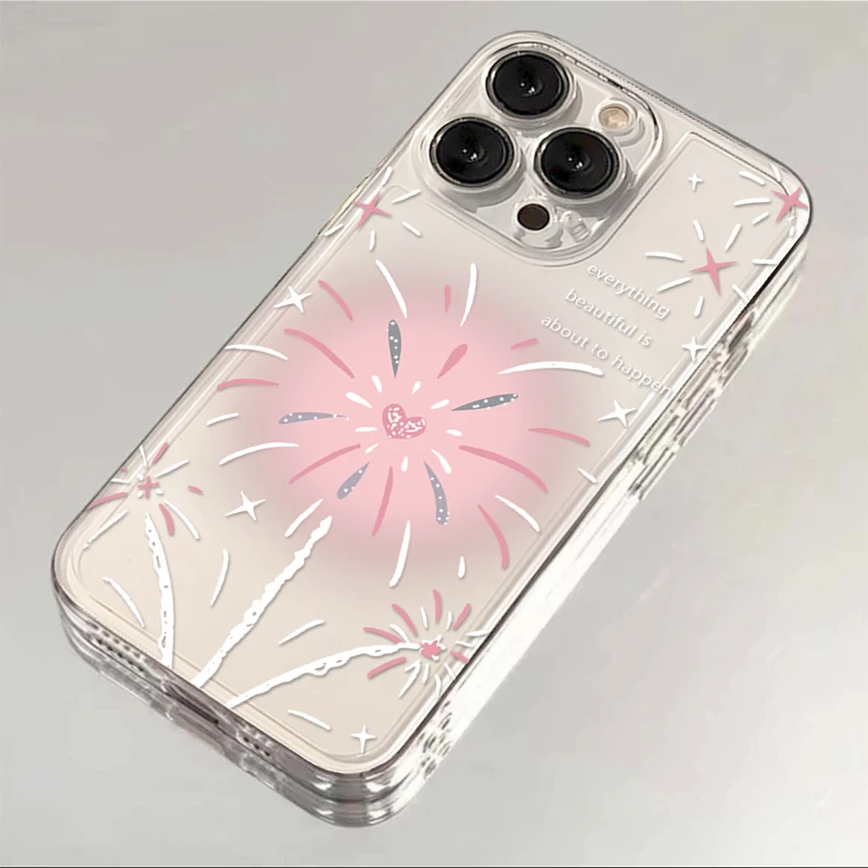粉晕烟花圣诞树适用iphone15苹果14手机壳13华为vivo小米oppo软套