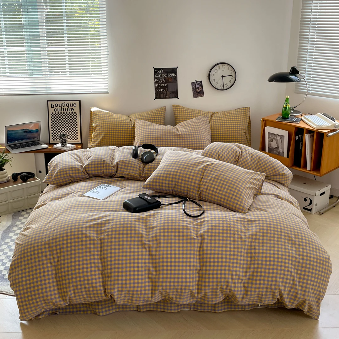 四件套纯棉全棉春秋水洗棉被套床单单人三四件套